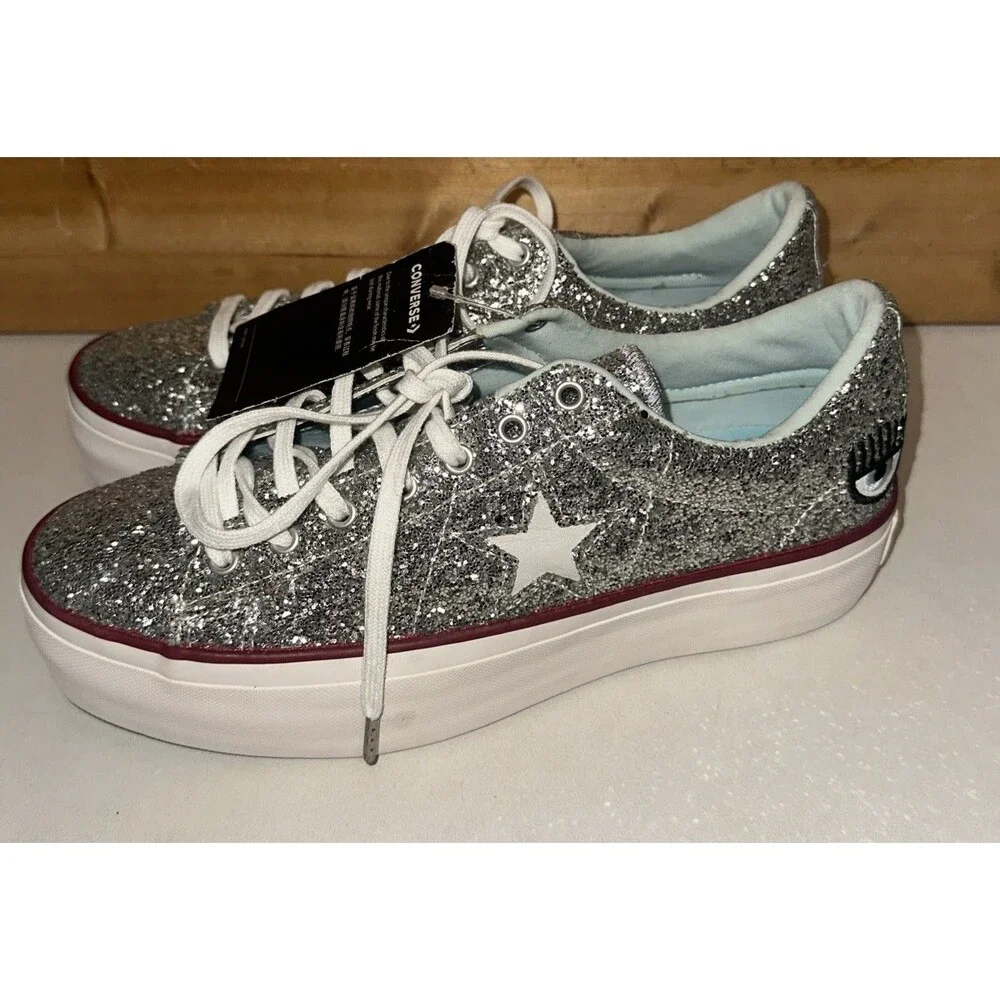 Chiara Ferragni Converse One Star Platform Ox Glitter Women’s 9.5 Silver shoes